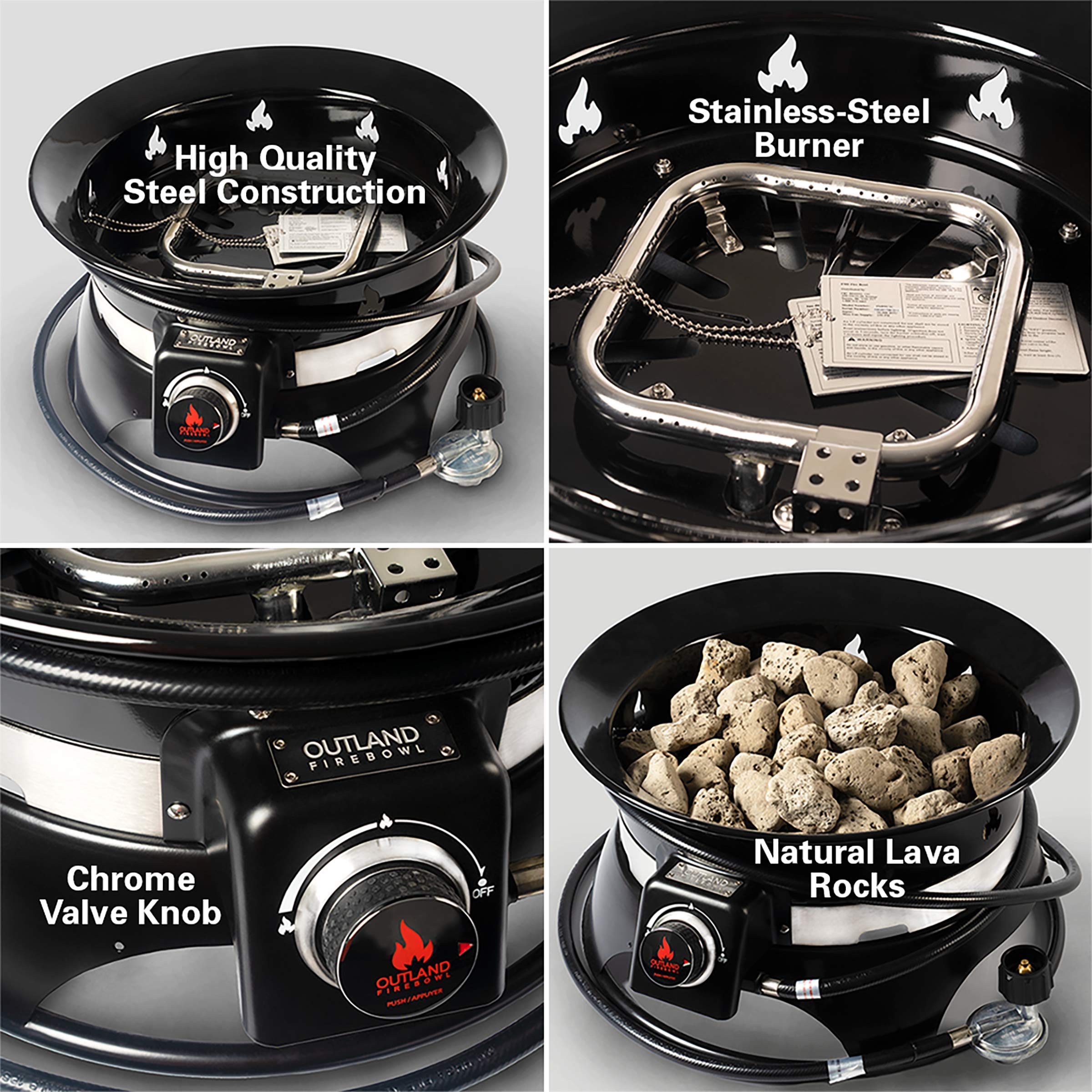 Outland Living Firebowl 870 Premium with cover demonstrates weather protection