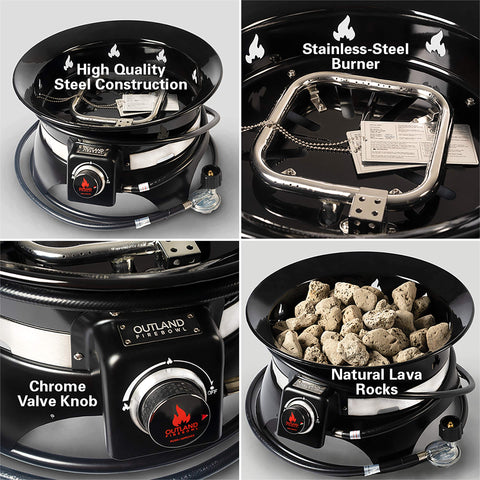 Outland Living Firebowl 870 Premium with cover demonstrates weather protection