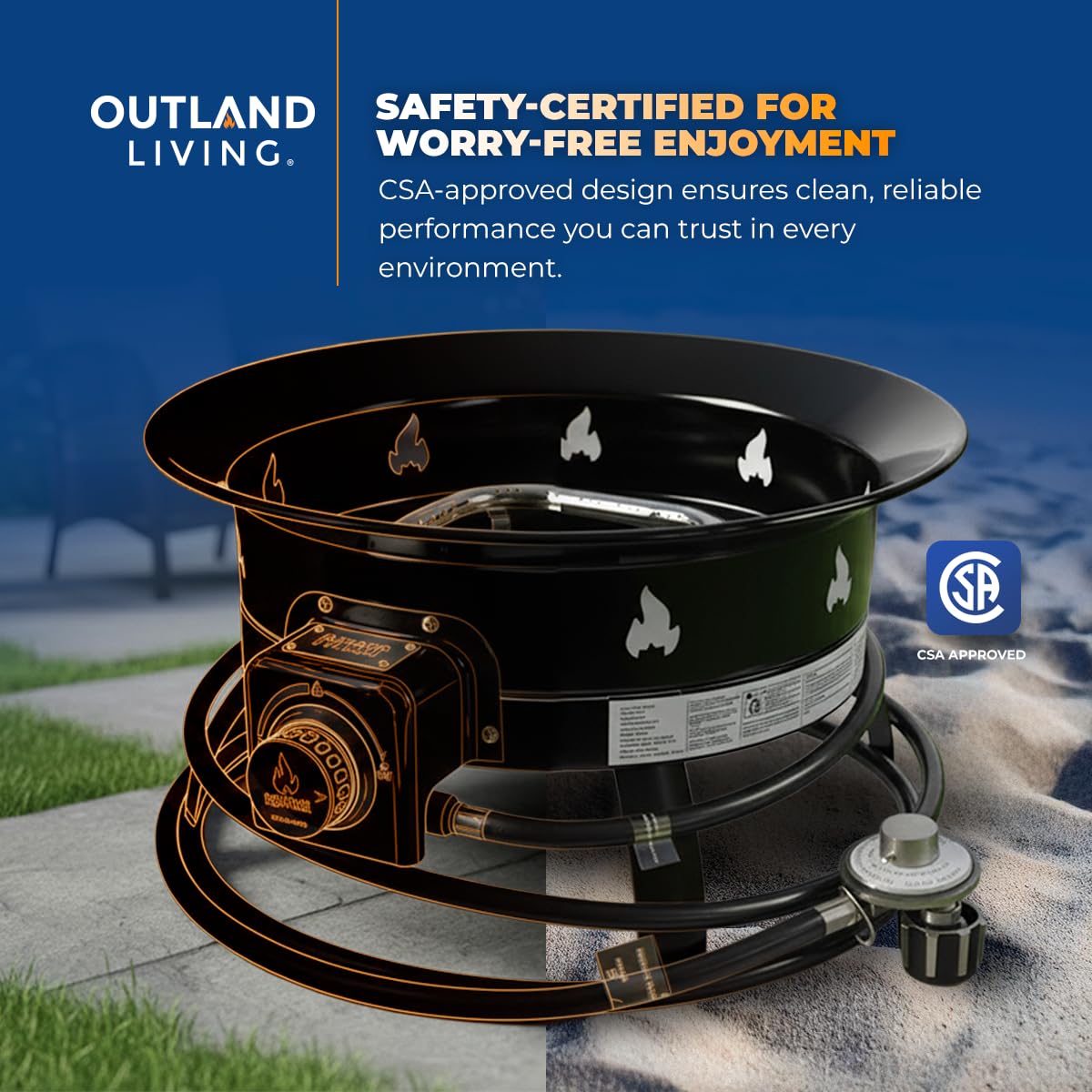 Outland durable steel construction with enamel finish for long outdoor life