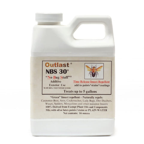 Outlast NBS30 bottle pouring into paint for outdoor, insect-repellent coatings.