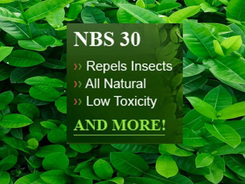 Outlast NBS30 dosage pack showing five-gallon time-release repellency options.