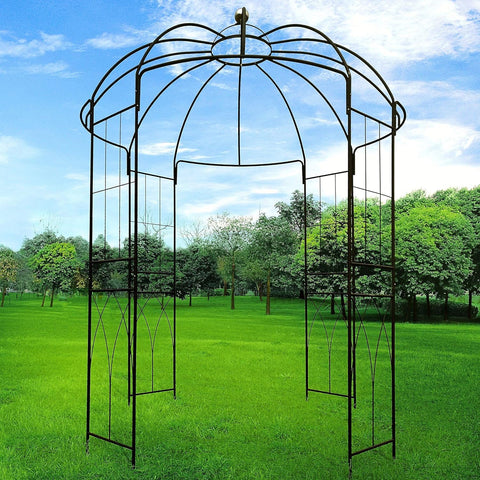 OUTOUR Durable wrought-iron gazebo in dark rust finish for year-round outdoor use