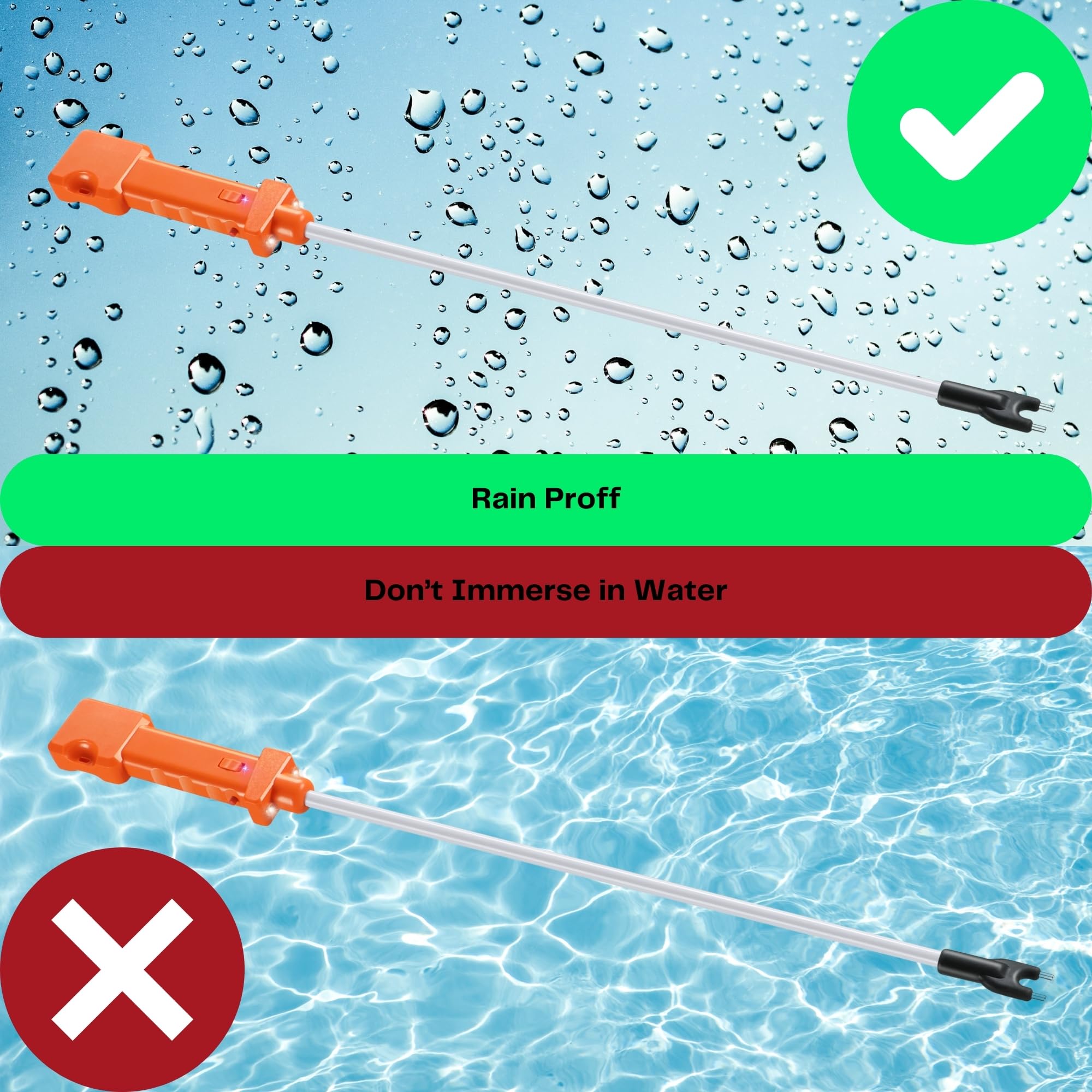 OUTPHORCE cattle prod flexible shaft supports heavy-duty use.