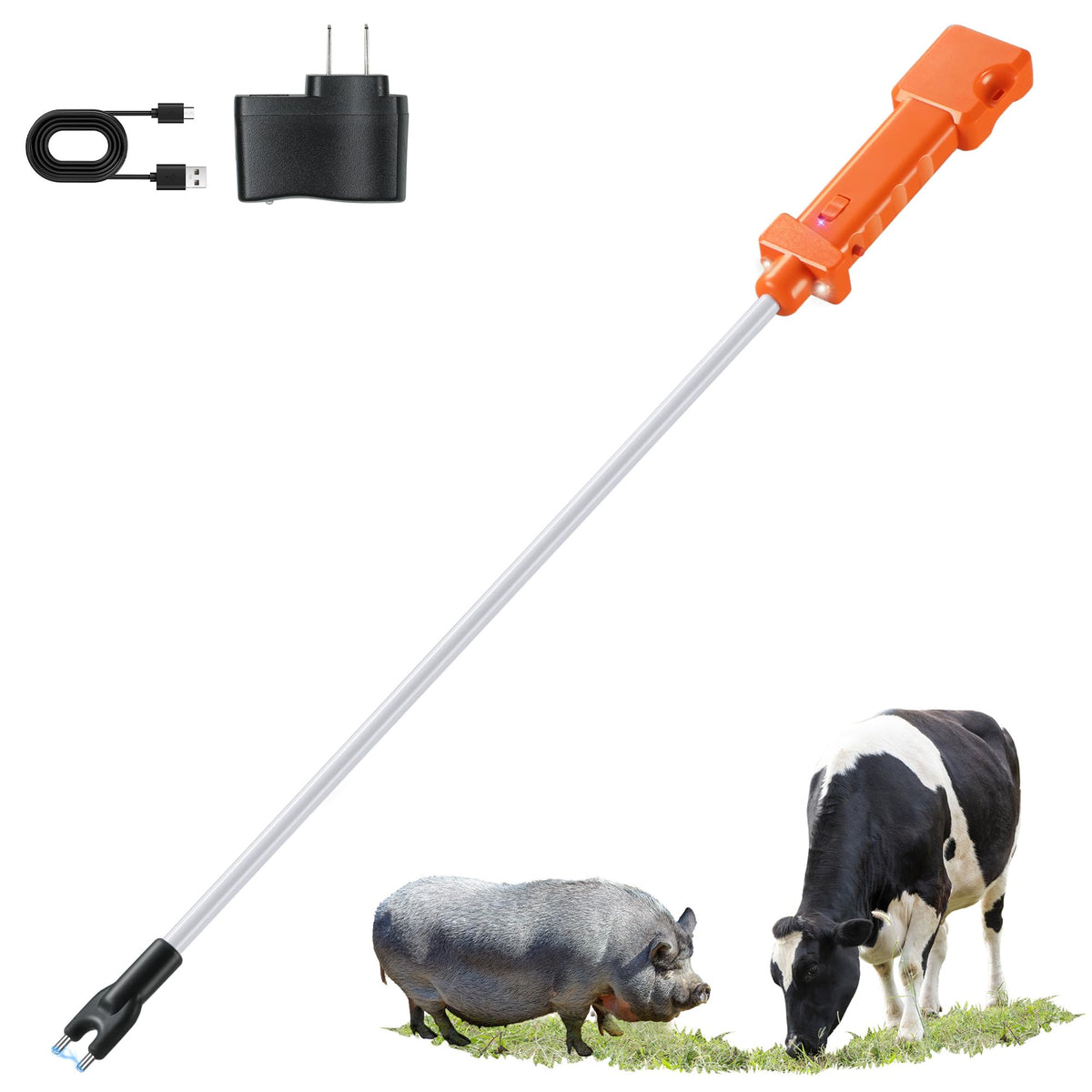 OUTPHORCE cattle prod front view for confident livestock management and safe guiding.