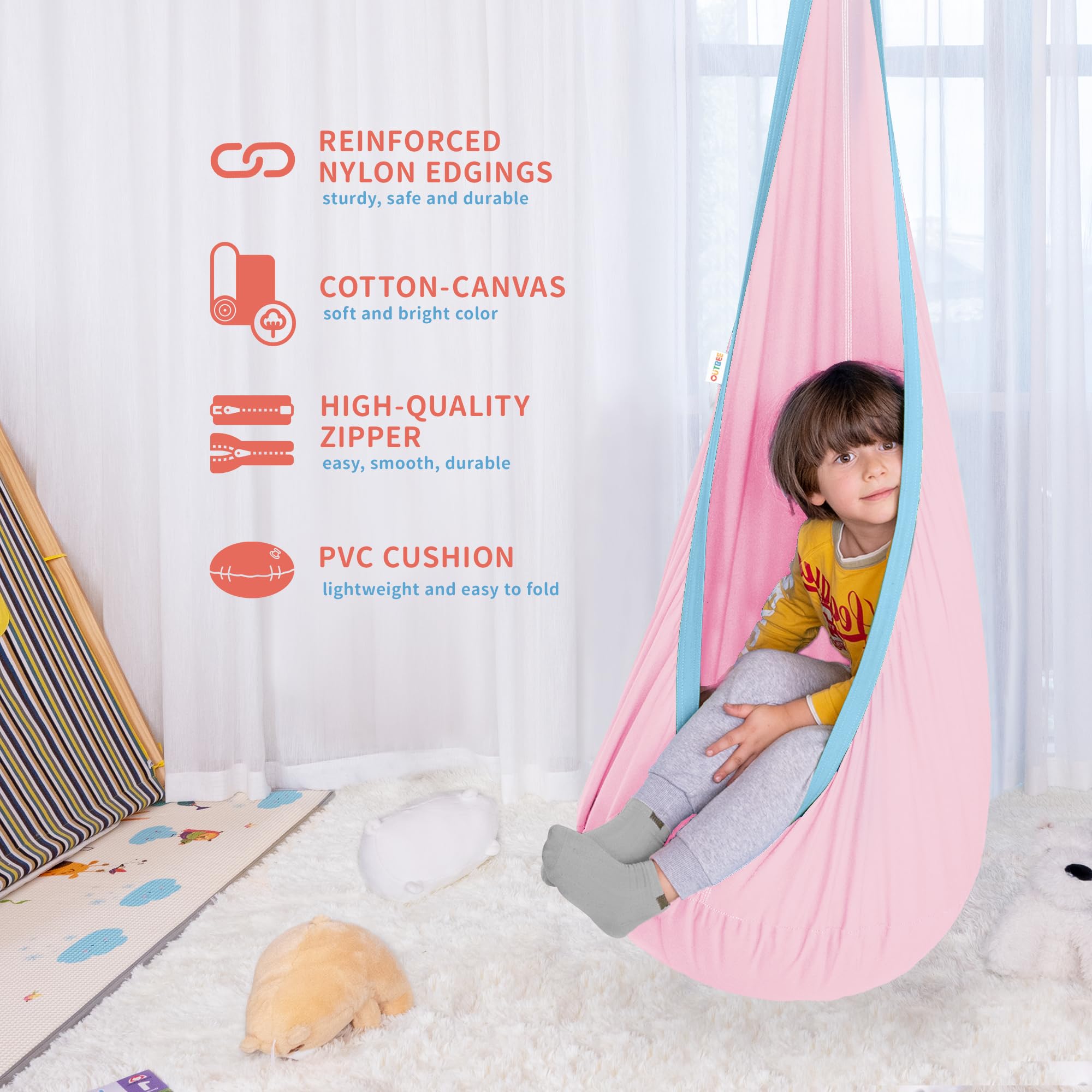 OUTREE adjustable nylon belt with included hardware for easy hanging.