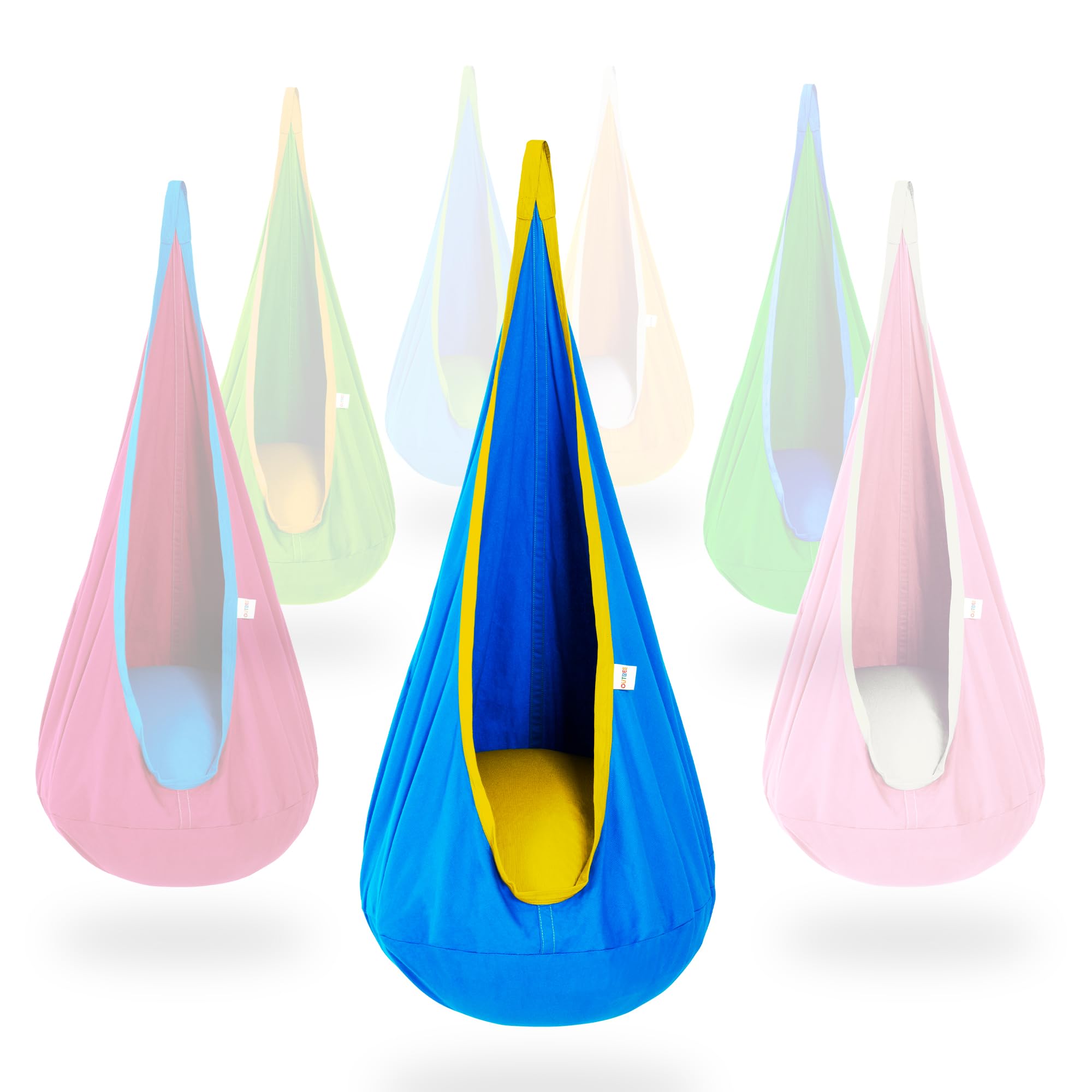 OUTREE Kids Pod Swing Seat assembly setup for easy mounting indoors or outdoors.
