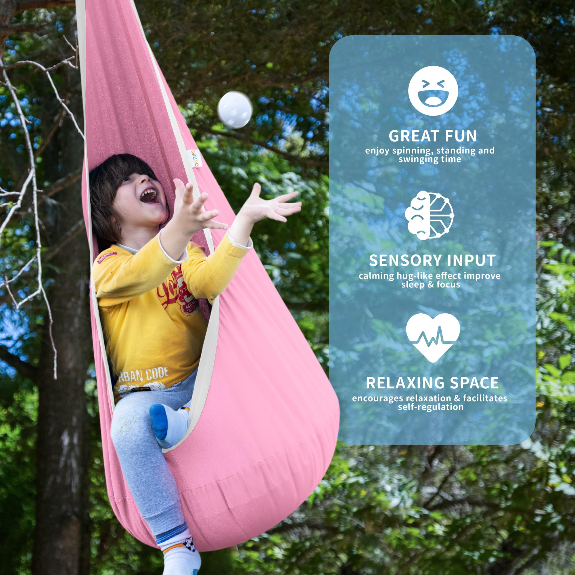 OUTREE sensory swing outdoors, ready for fresh air and imaginative play.