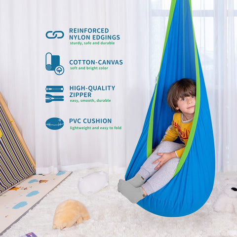 OUTREE Kids Pod Swing Seat reinforced edging for durable indoor and outdoor use.