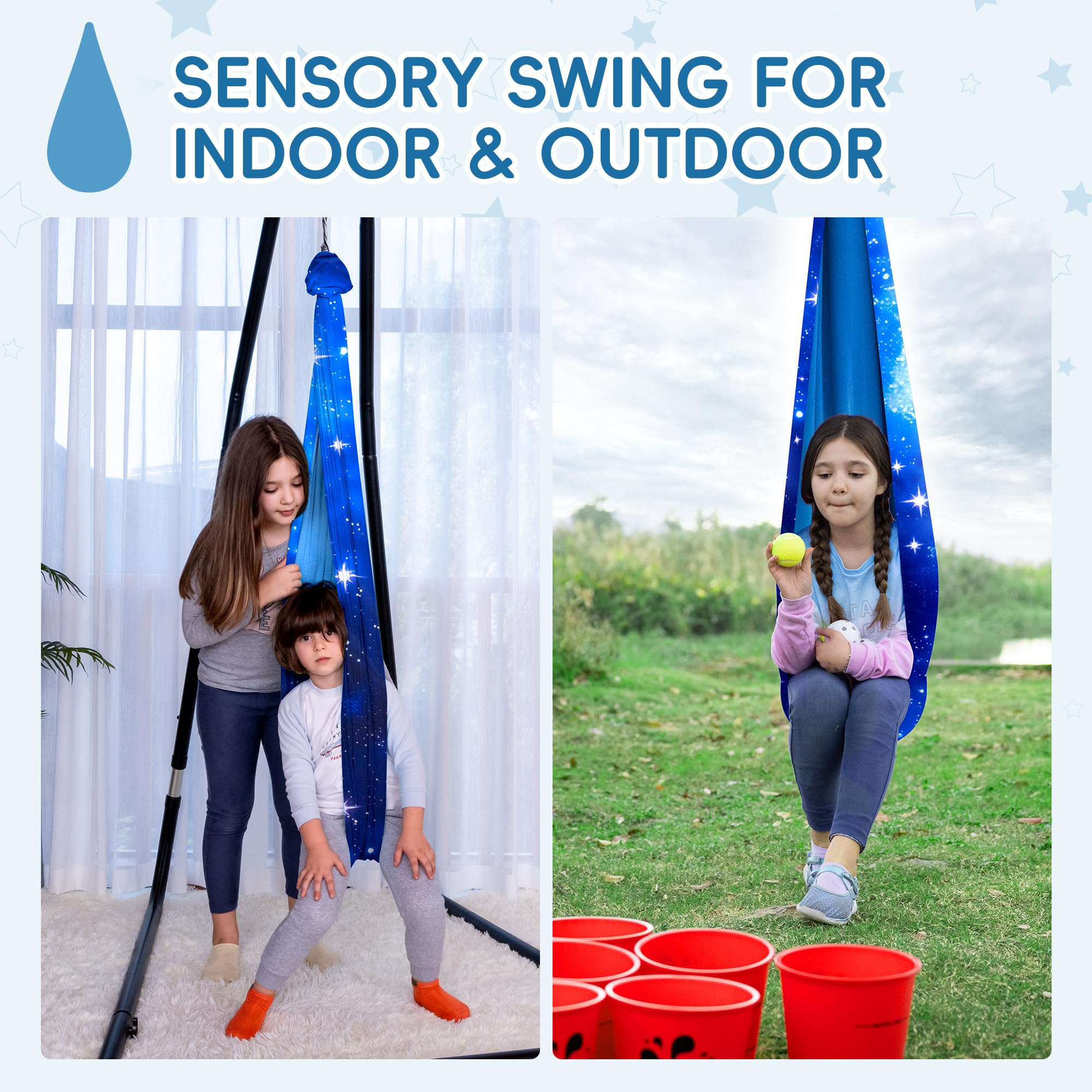 OUTREE sensory swing provides gentle rocking for focused play sessions.