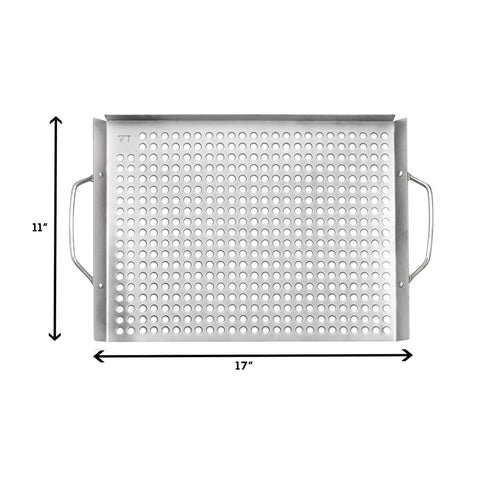 Outset grill topper grid is dishwasher-safe for quick cleaning.