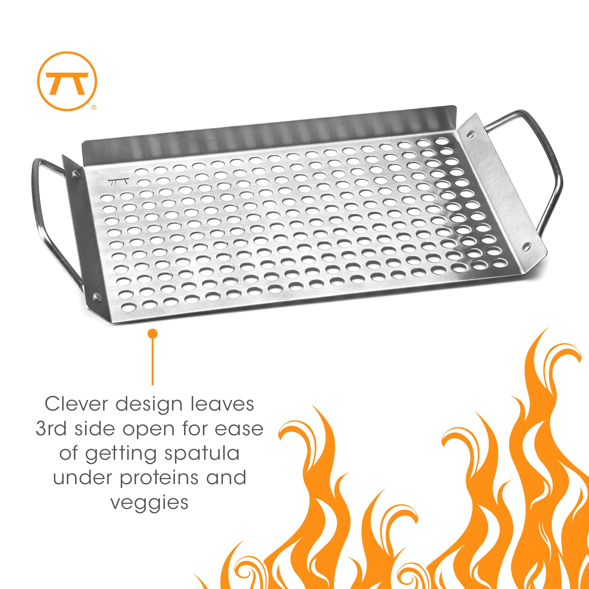 Excellent for kebabs, onions, broccoli, and fish on small grills.