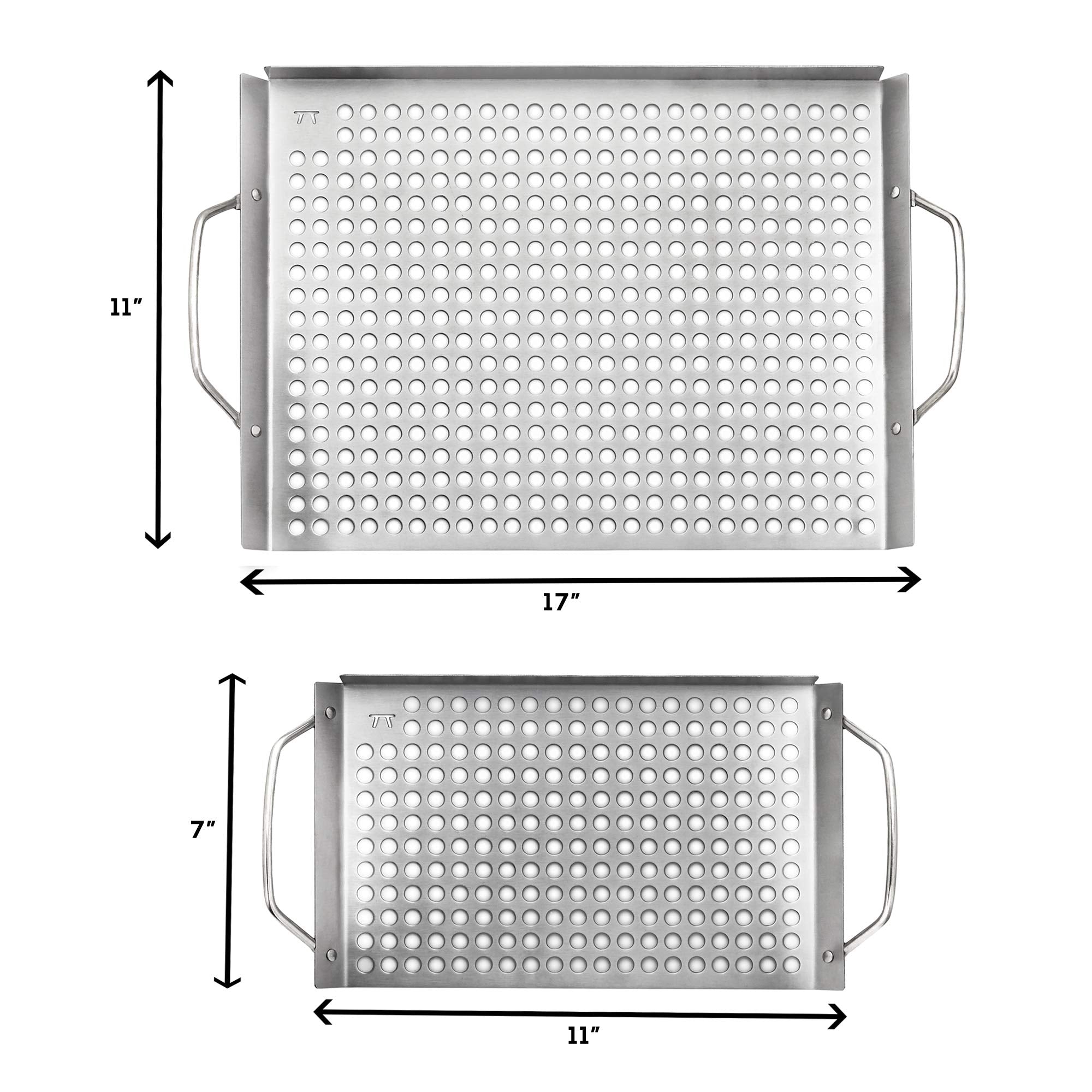 Outset two-piece grid set on a grill for versatile veggie grilling