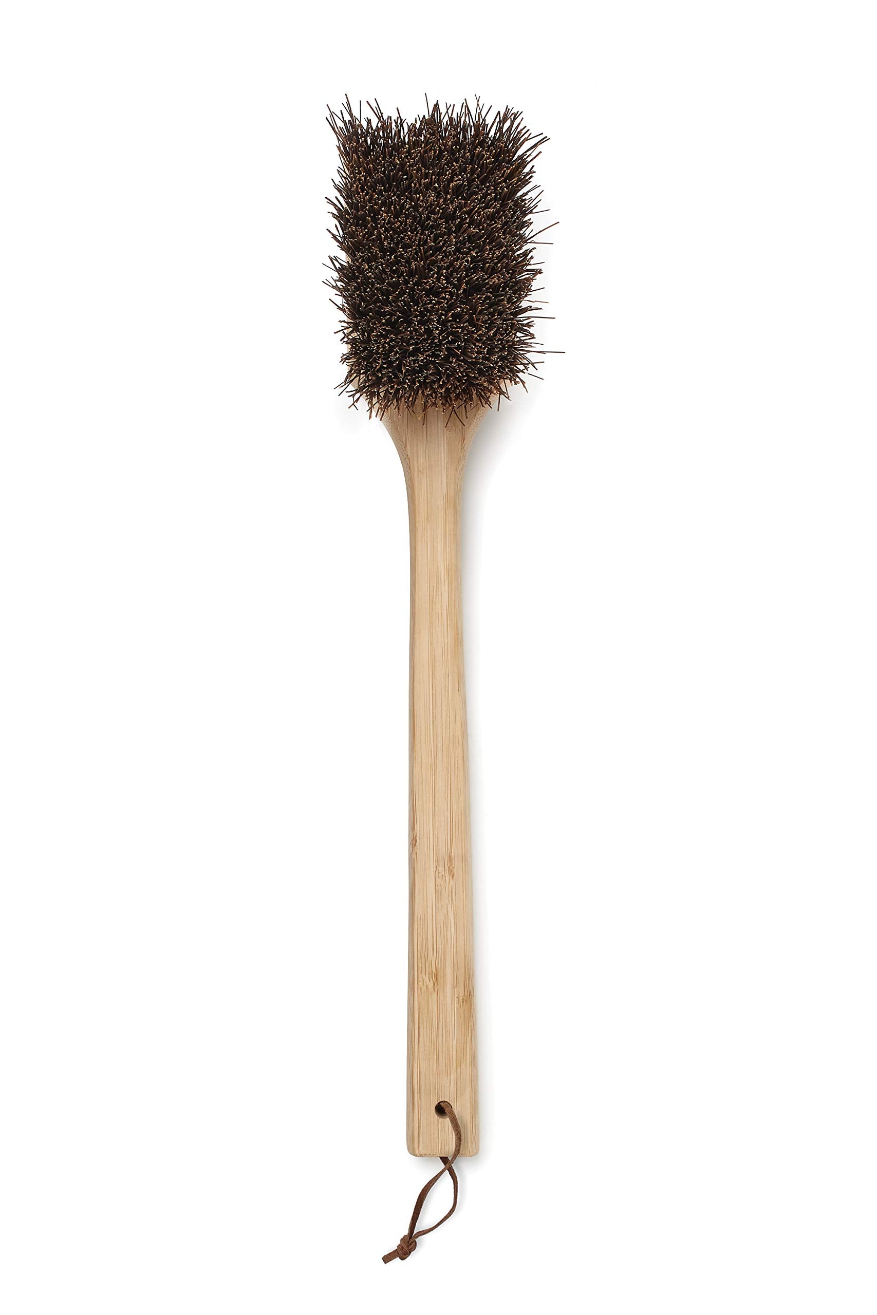 Outset Palmyra bristles BBQ brush shows natural bristles for thorough cleaning.