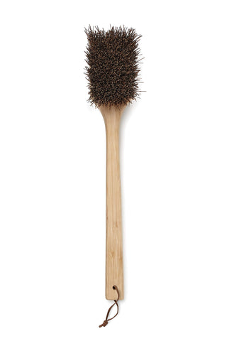 Outset Palmyra bristles BBQ brush shows natural bristles for thorough cleaning.