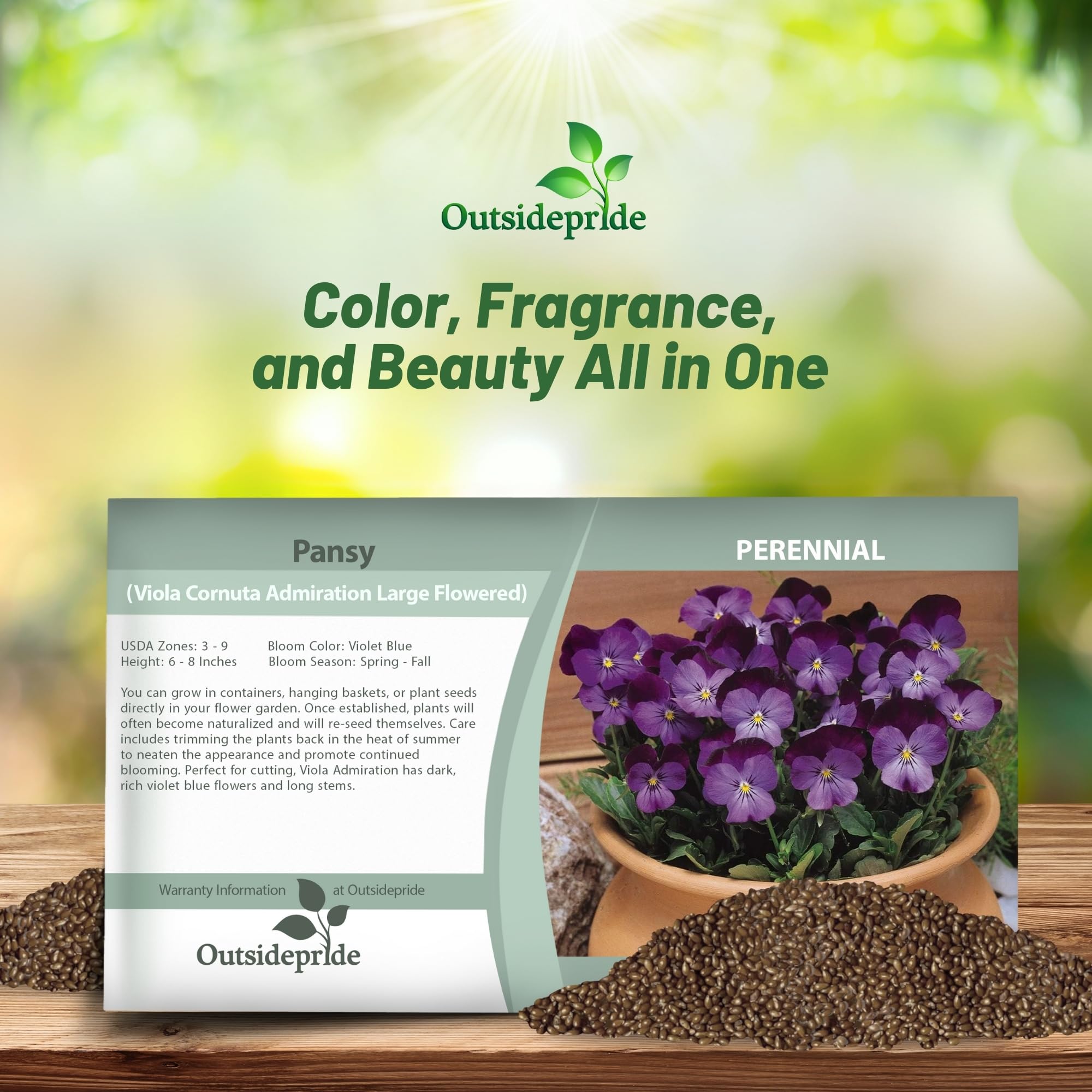 Outsidepride Admiration viola pansy seeds fragrant blooms brighten outdoor spaces.