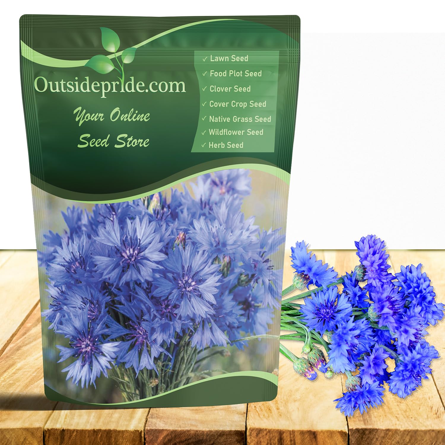Outsidepride blue cornflower seeds packet for vibrant blooms.