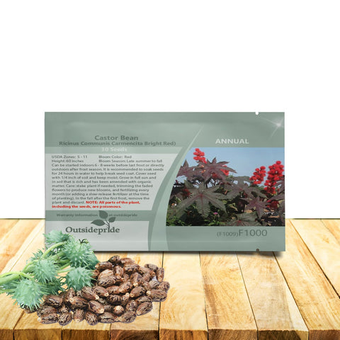 Outsidepride bright red castor bean seeds ready for planting to create bold borders