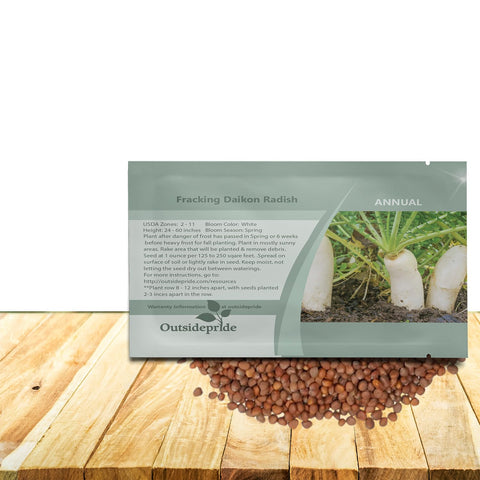 Outsidepride daikon radish seeds show deep root system improving soil aeration for gardens.