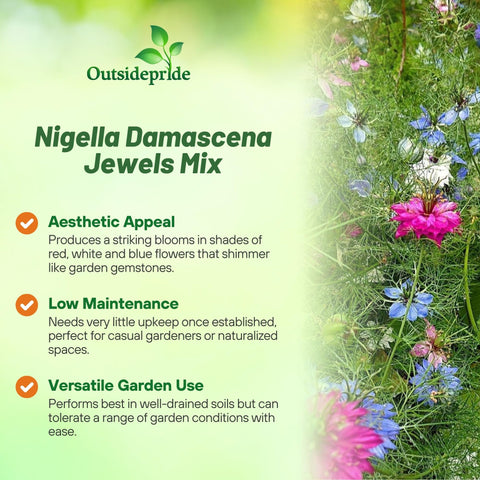 Outsidepride Jewels Mix Nigella seeds offer striking flowers for cut flower designs and bouquets.