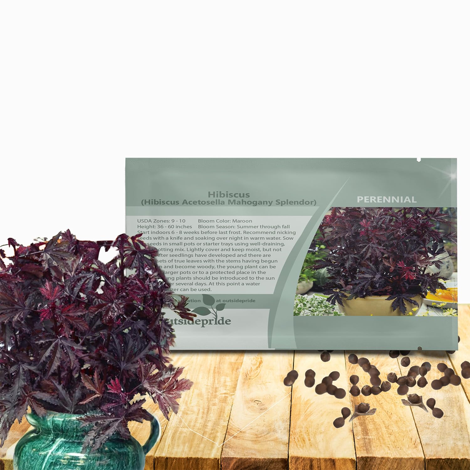 Outsidepride Mahogany Splendor hibiscus seed packet ready to sow for vibrant garden color