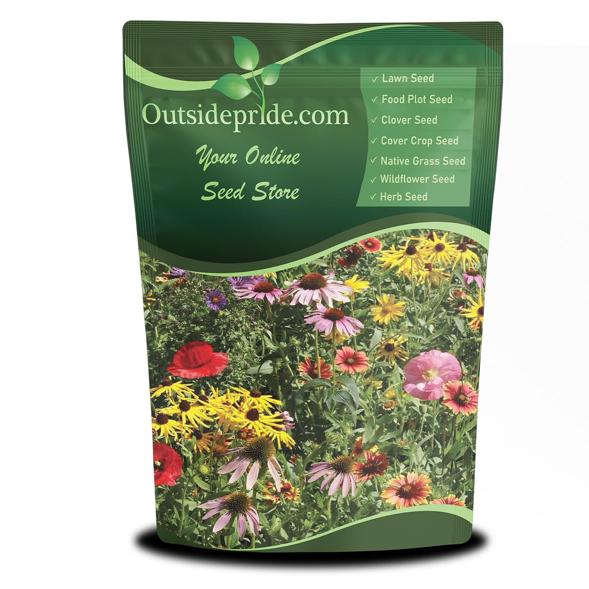 Outsidepride Midwest Wildflower Seed Mix bag for simple sowing in garden beds.