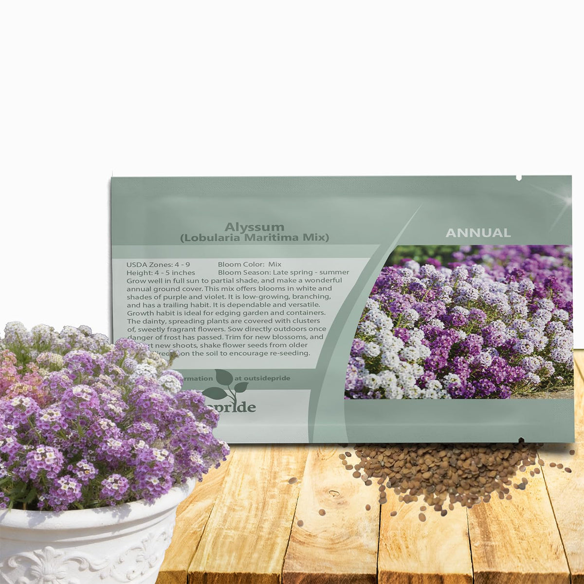 Outsidepride mixed alyssum seeds seed packet for easy sowing and quick color