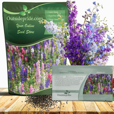 Outsidepride rocket larkspur mix blooms in white, lilac, and pink for vibrant cut-flower displays.