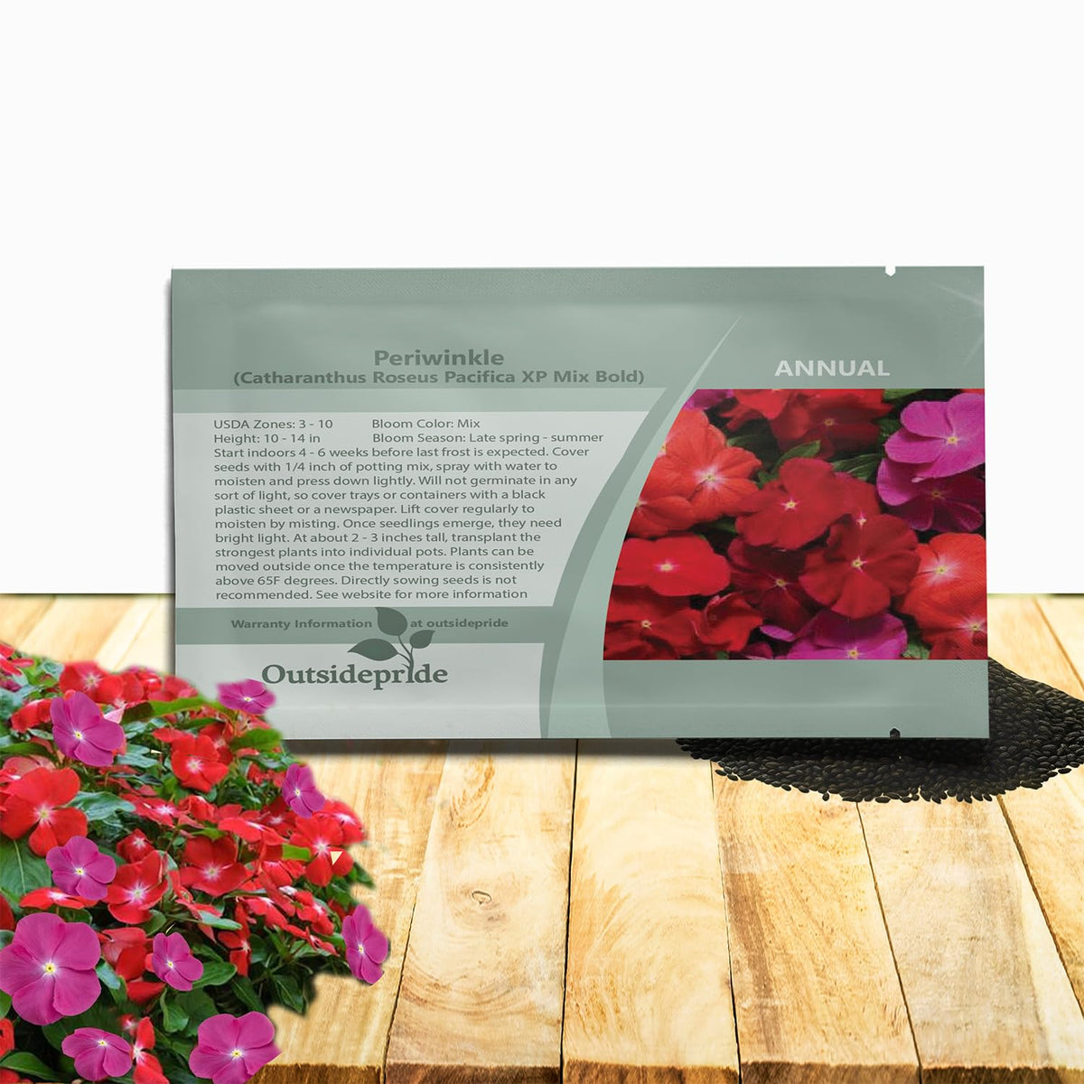 Outsidepride Pacifica XP Bold Mix Periwinkle seeds pack – vibrant blooms for sunny borders.