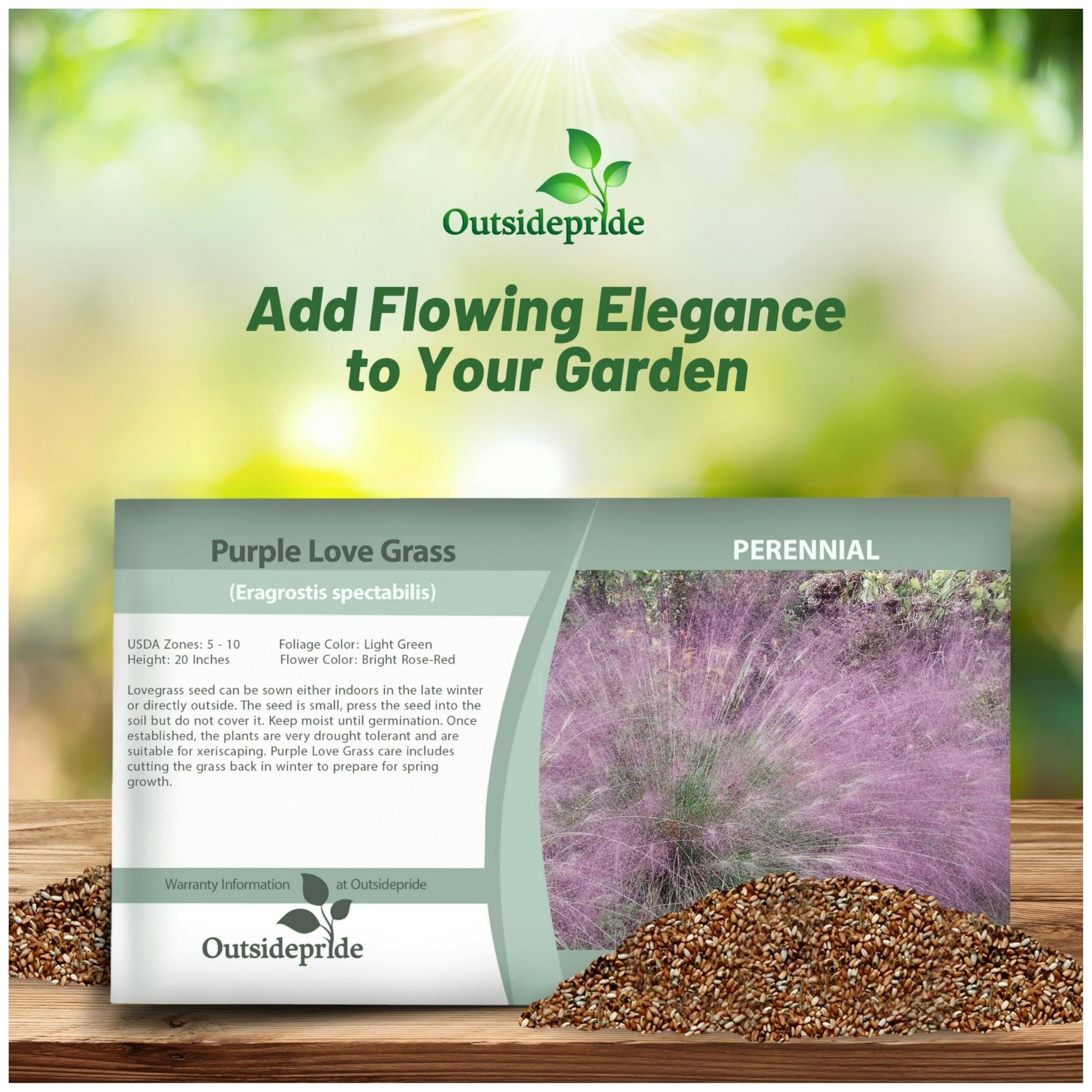 Outsidepride Perennial grass thrives in full sun with well-drained soil.
