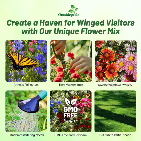 Outsidepride pollinator garden wildflower blend attracts bees and butterflies