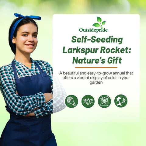 Outsidepride rocket larkspur attracts pollinators, supporting a thriving garden ecosystem.