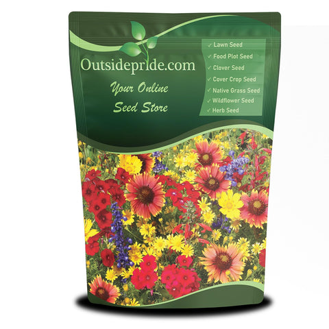 Outsidepride Texas & Oklahoma wildflower seed mix bag ready for sunny garden beds.