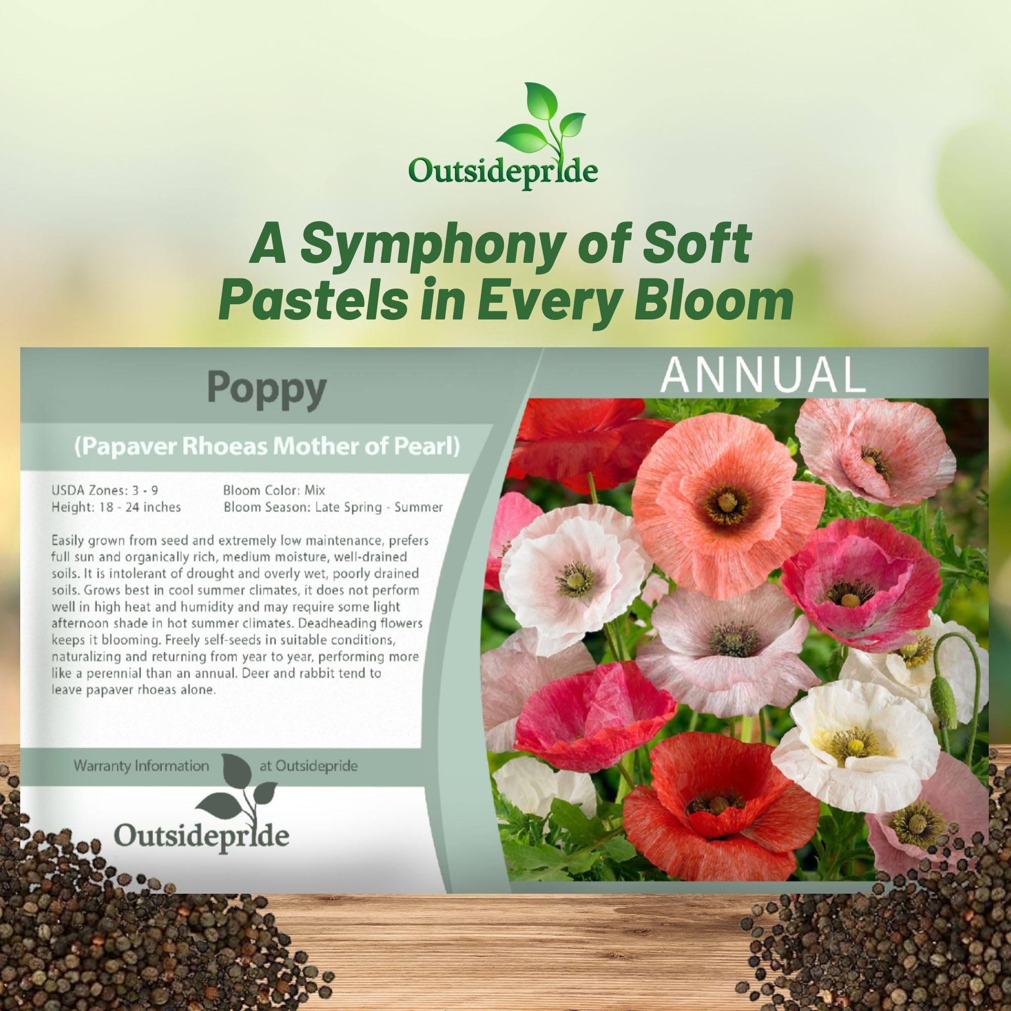 Outsidepride Poppies suitable for borders and containers in drought-tolerant landscapes.