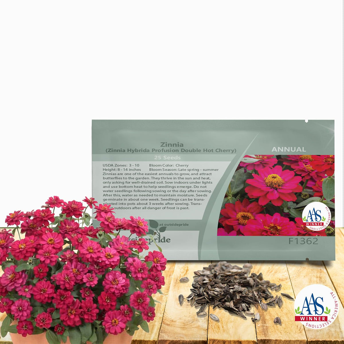 Outsidepride Zinnia Seeds Double Hot Cherry blooms brighten garden beds and borders