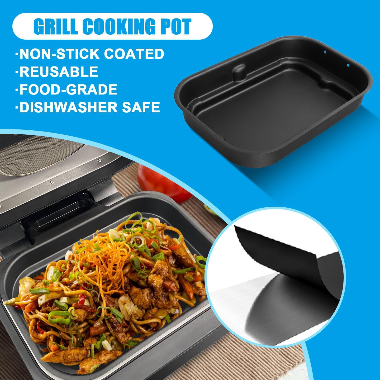 Outspark easy-clean non-stick coating simplifies post-cook cleanup.