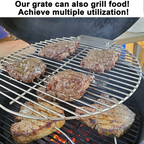 Outspark high-heat searing with 14in Smokey Joe grate for crisp exterior and retained flavors