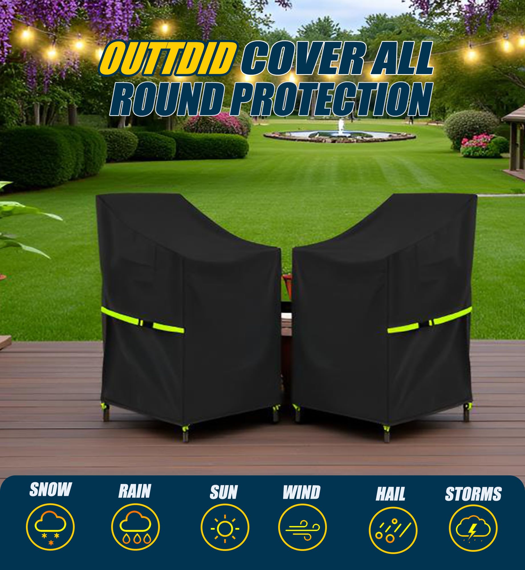 OUTTDID all-weather cover ready for rain, sun, and snow.
