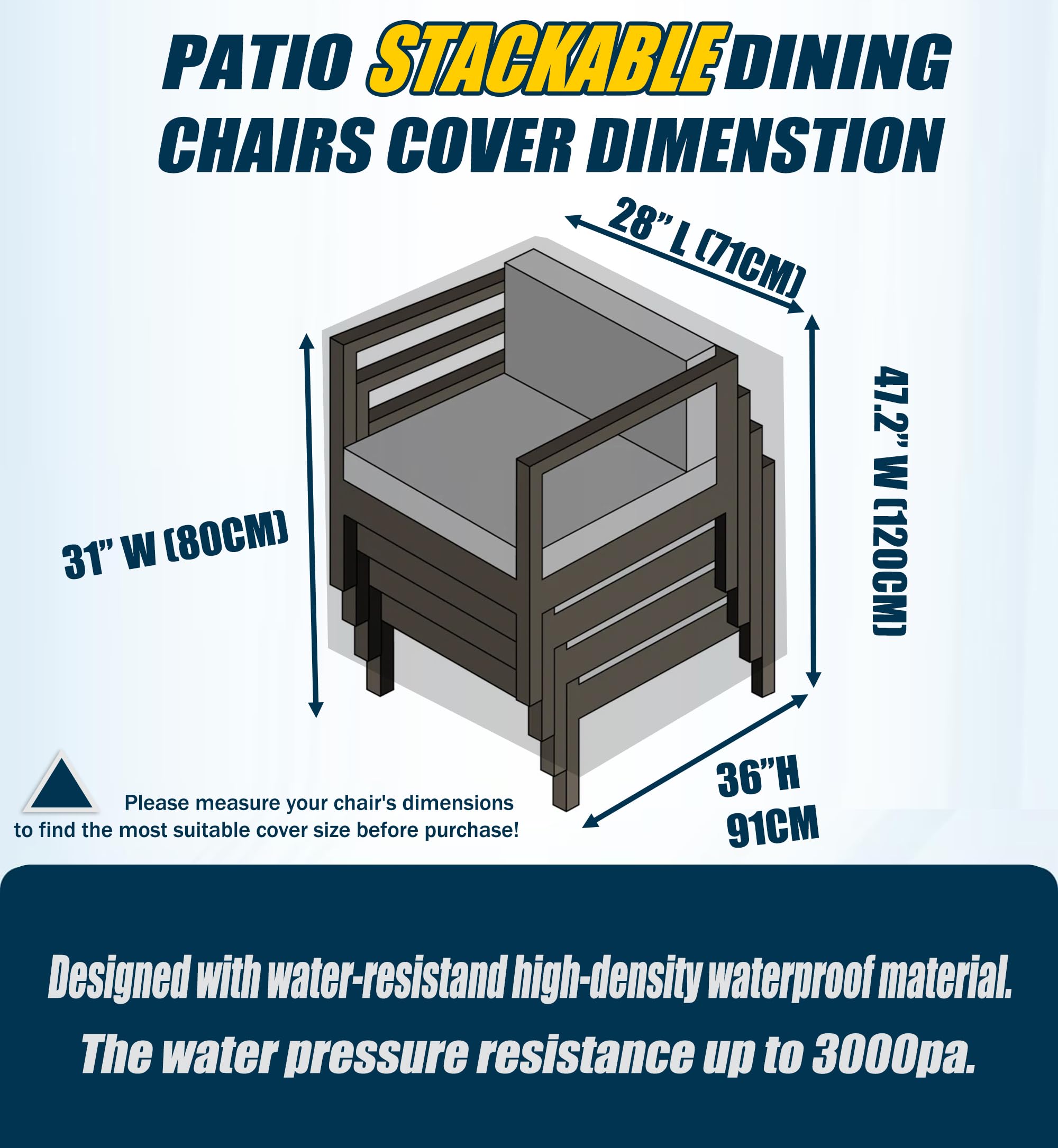 OUTTDID cover with four corner fasteners stays tight on chairs.