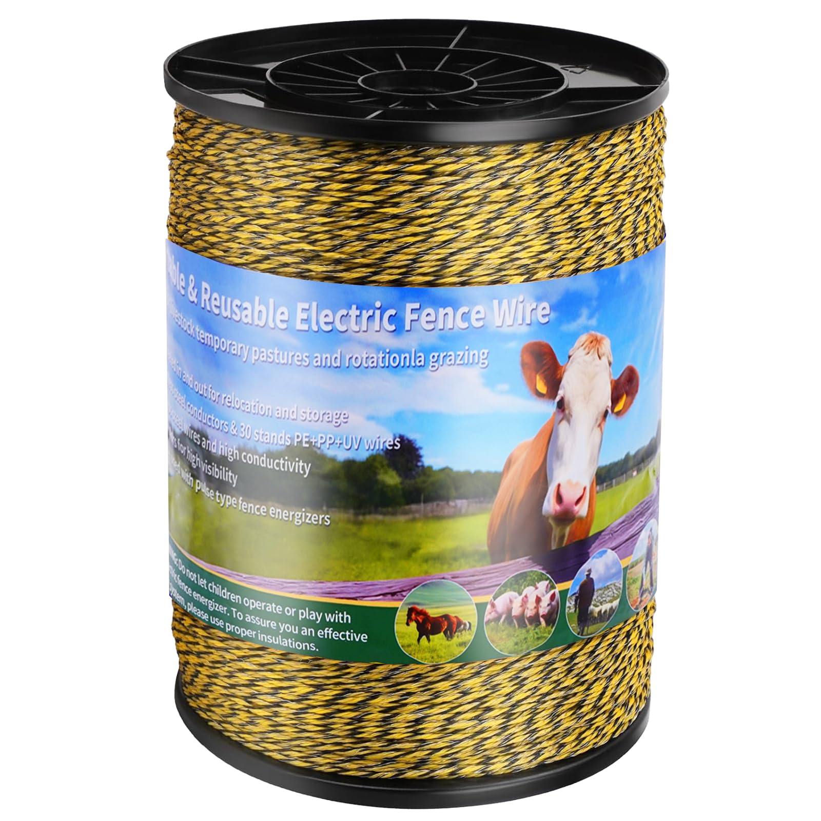 Outtive 3445 Feet Electric Fence Wire spool with integrated starting end marker for quick setup.