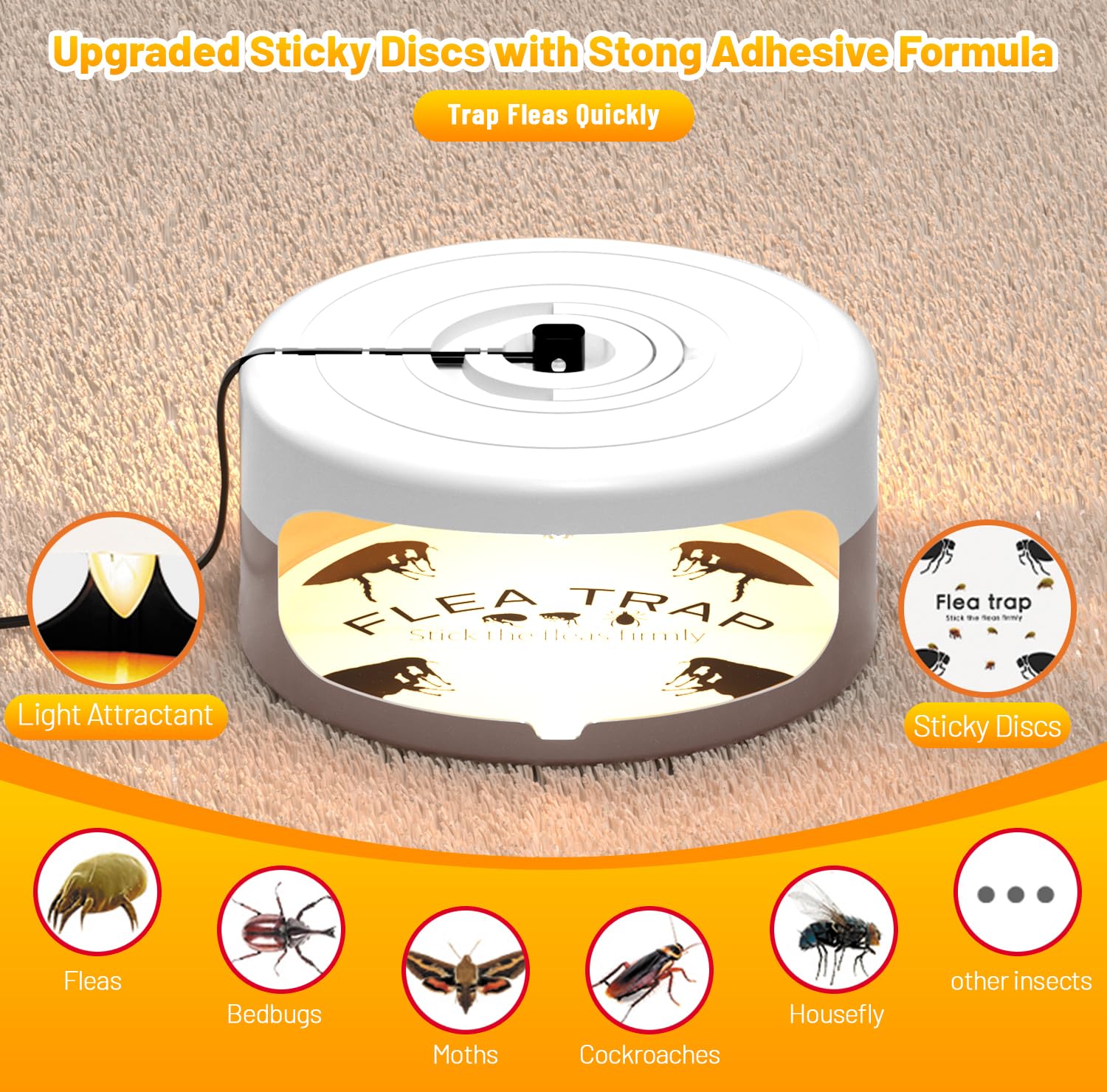 Outtkitywi four light bulbs illuminate traps to lure pests