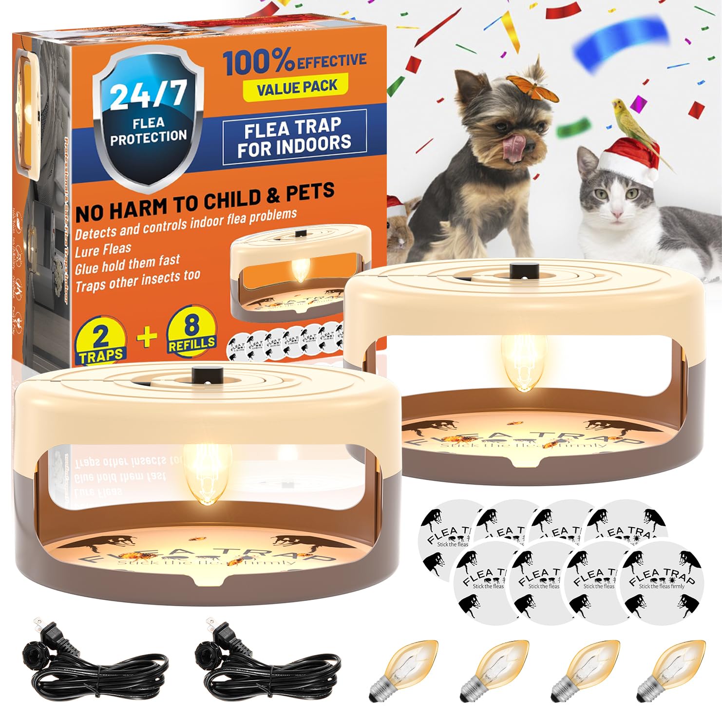 Outtkitywi flea trap indoor light attracts fleas for safer, chemical-free pest control in bedrooms