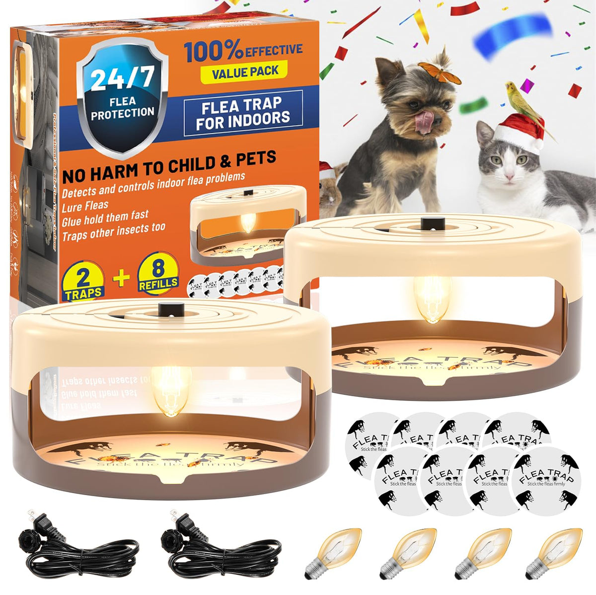 Outtkitywi flea trap indoor light attracts fleas for safer, chemical-free pest control in bedrooms