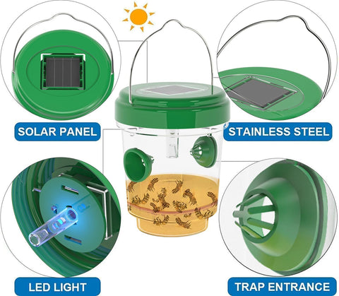 Outtkitywi Wasp Trap blue UV light attracts flying insects at night.