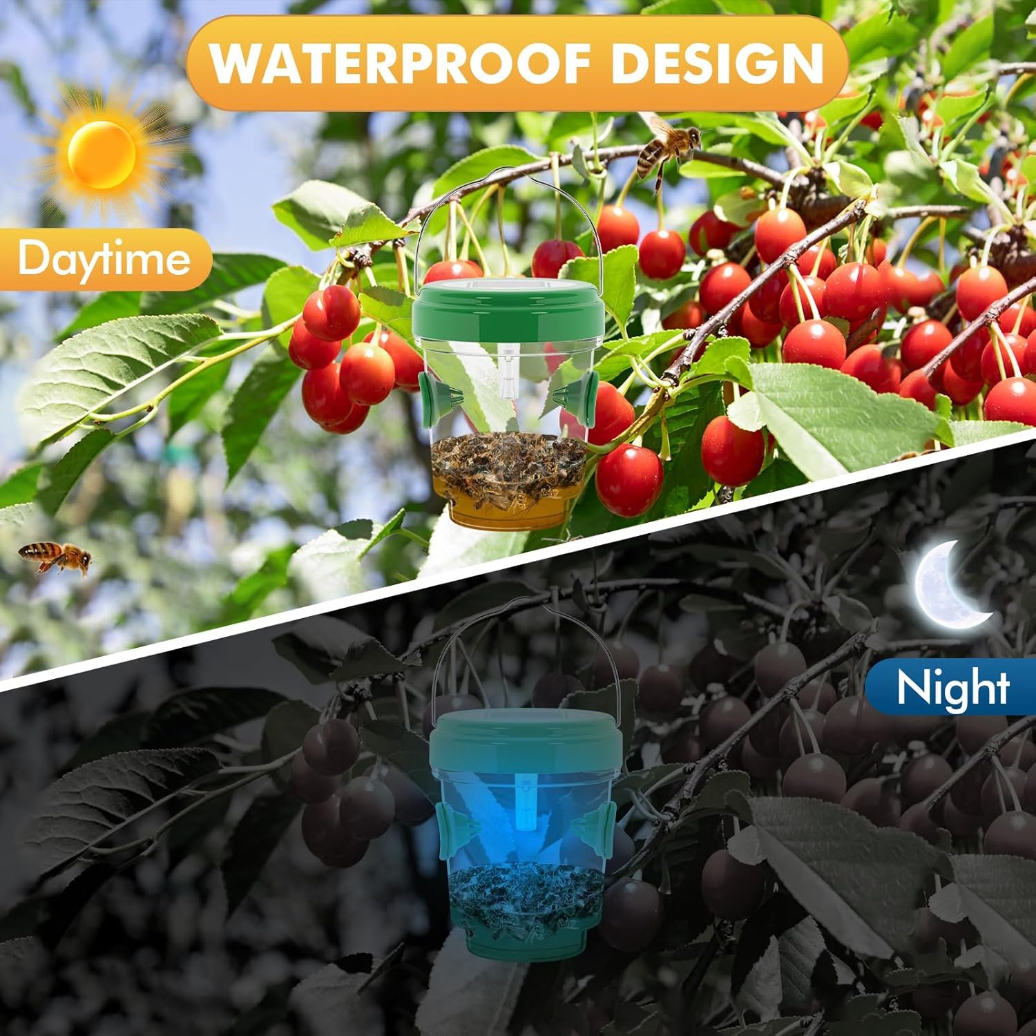 Outtkitywi Wasp Trap features PP and stainless steel for durability.