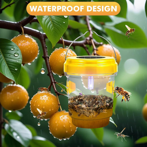 Outtkitywi Wasp Trap solar panel powers night operation for protection