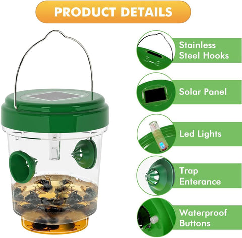 Outtkitywi Wasp Trap uses sugar water bait to attract pests.