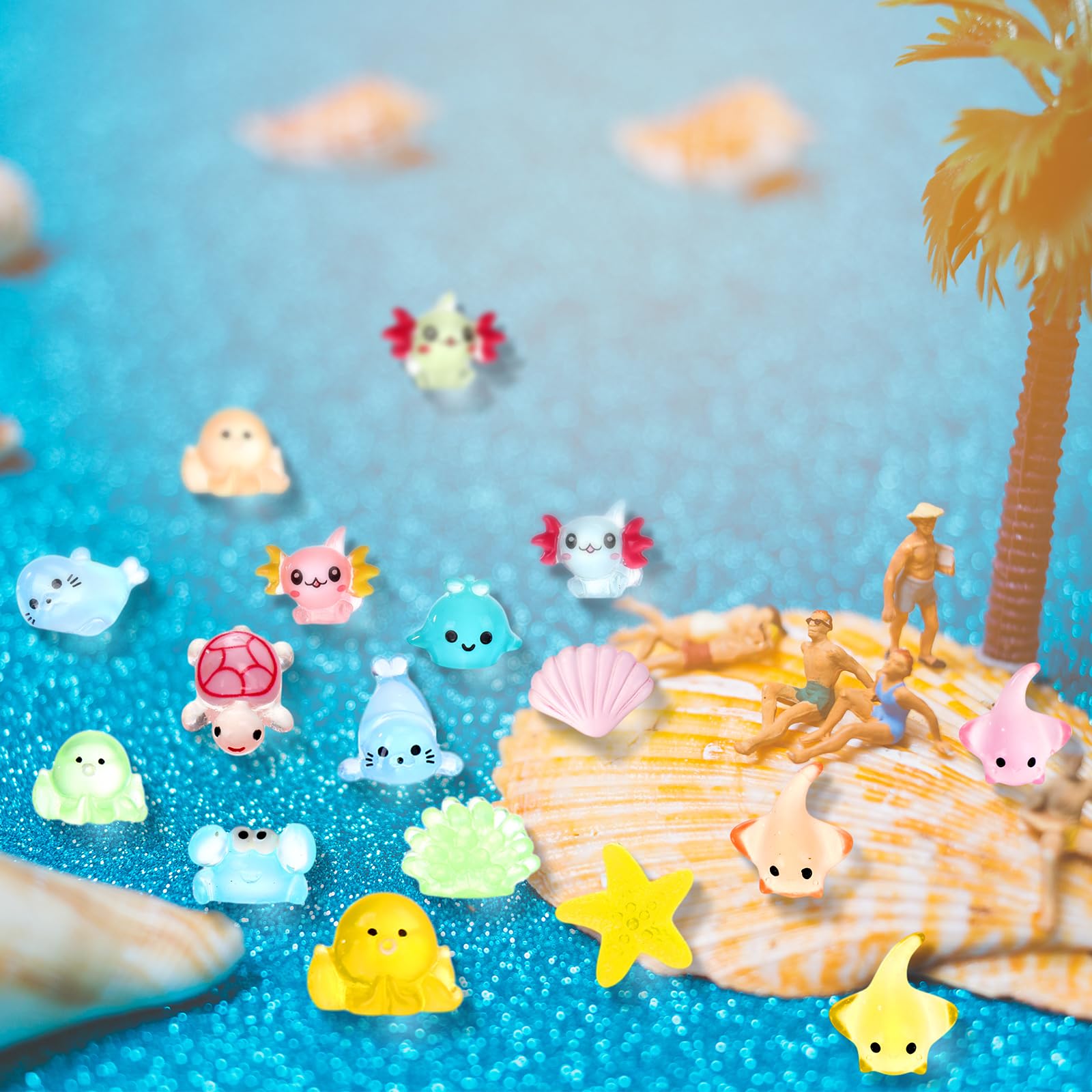 Outus crab miniature resin charm glows nightly for terrarium decor