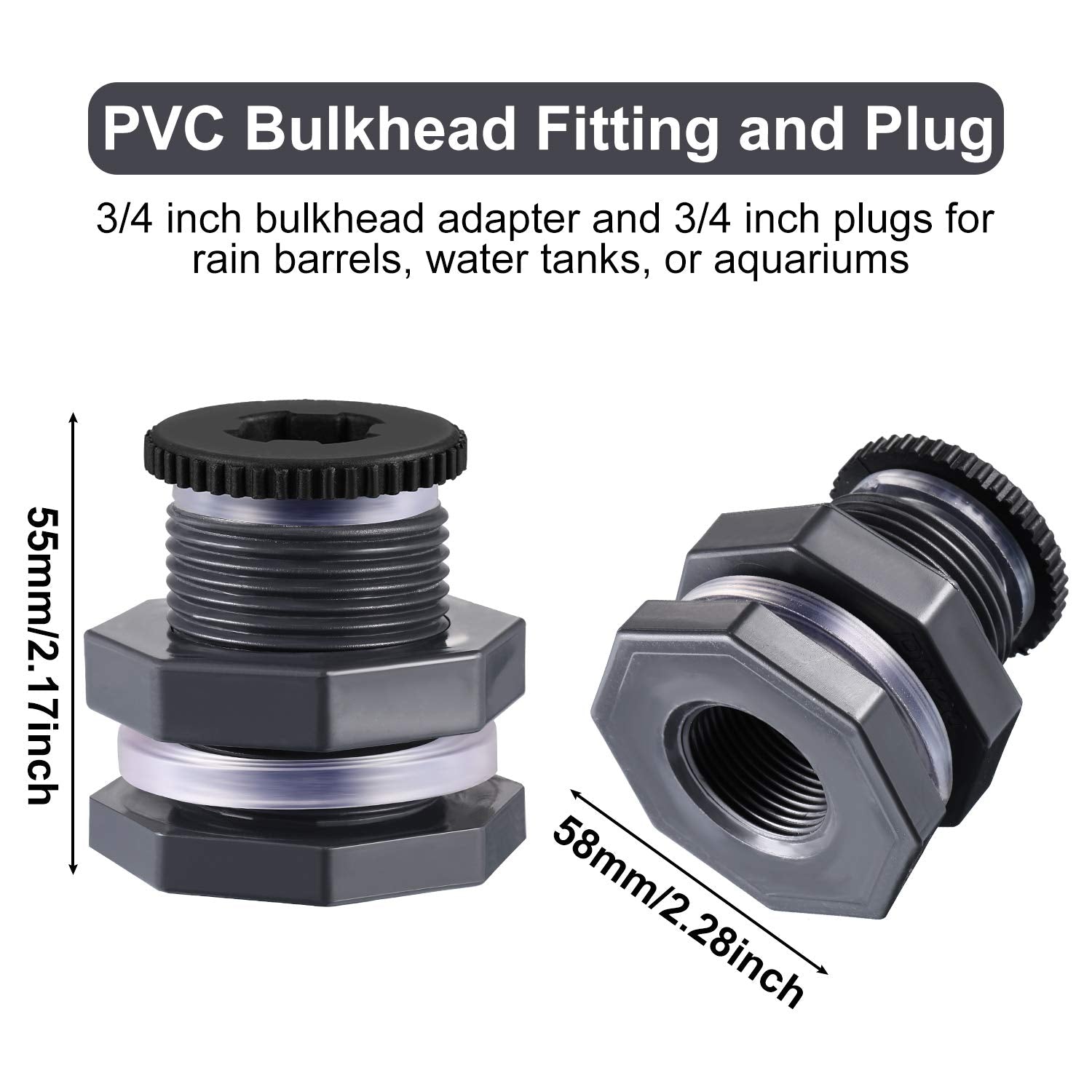 Outus 3/4 inch bulkhead connector for durable water tank fittings.