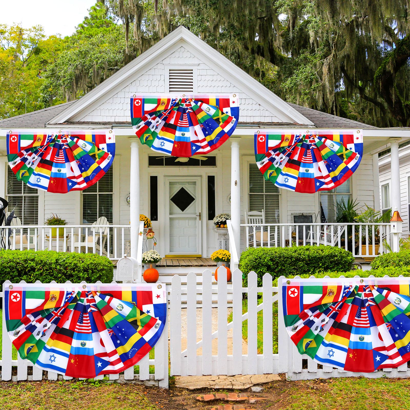 Outus banner with three reinforced grommets for porch or yard hanging.