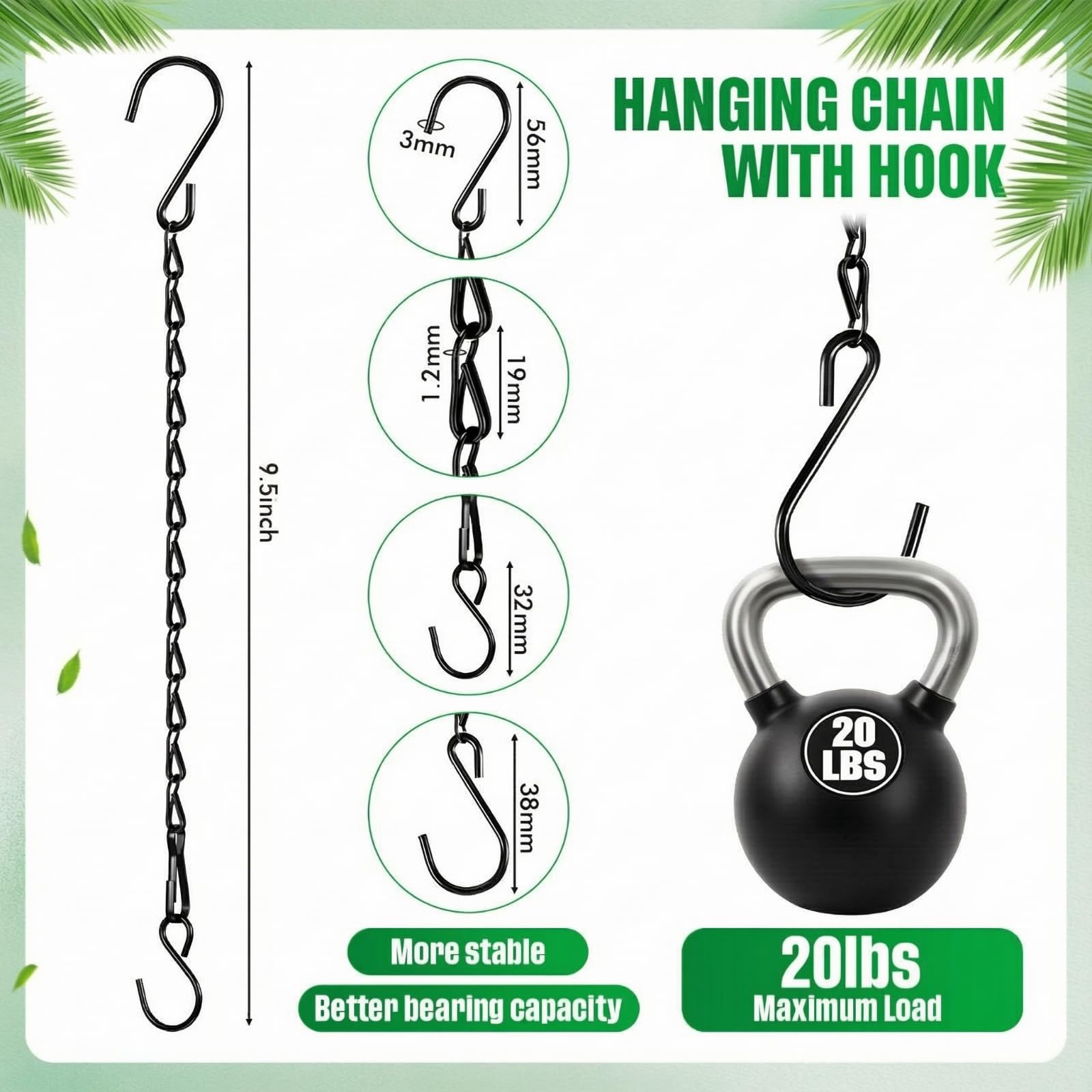 Outus hanging chain with plant basket shows versatile height adjustment for hanging pots.